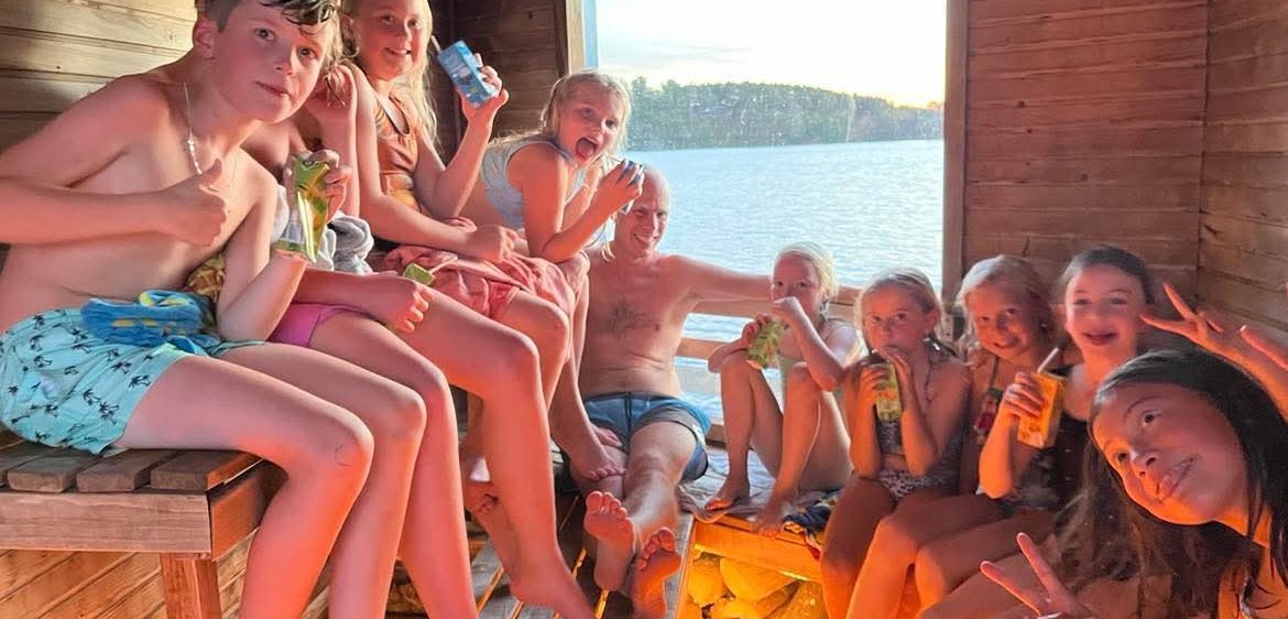 Gäng i bastun efter ett dopp